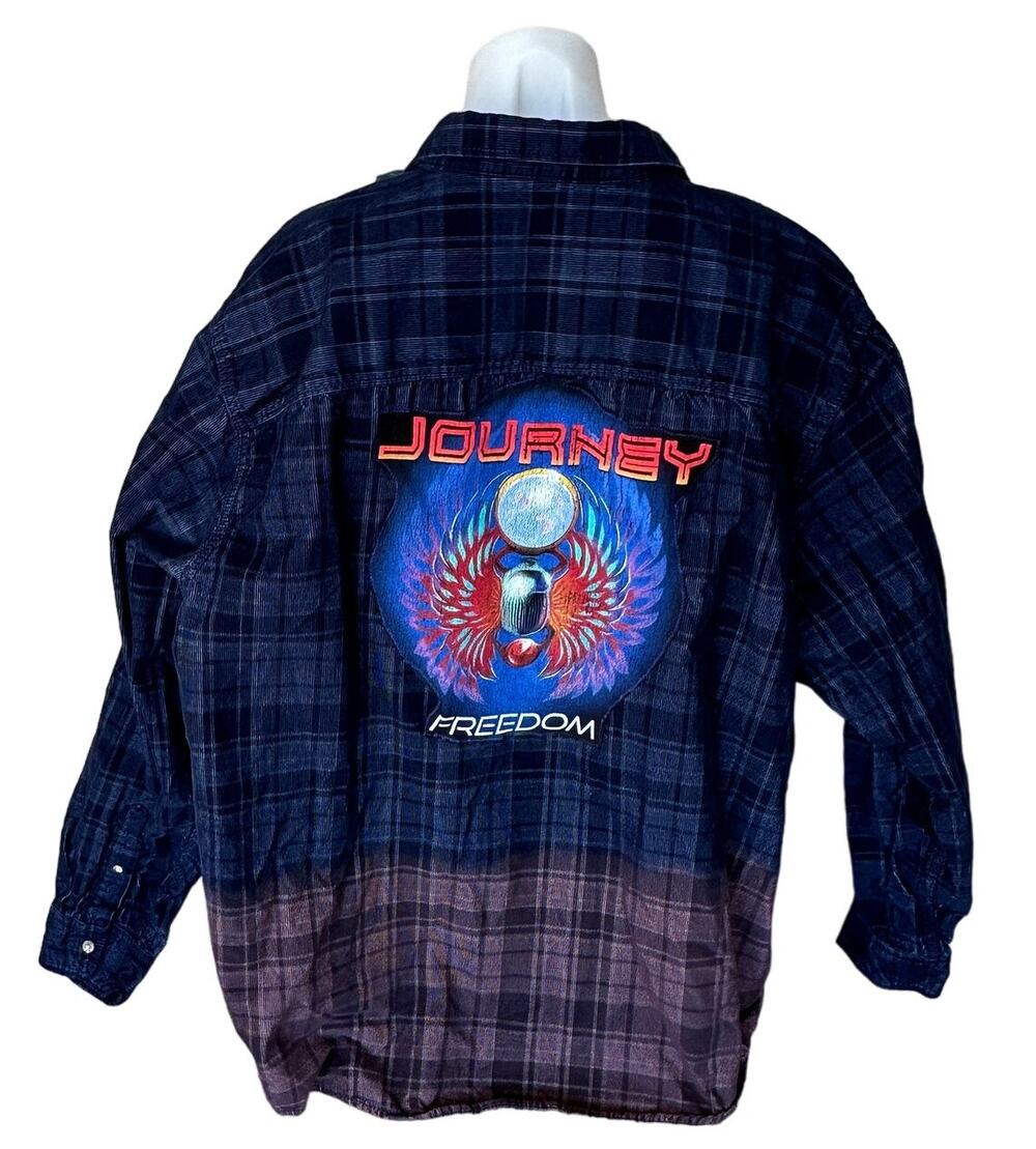 Journey Concert Tour Plaid Corduroy Shirt Shacket 3XL Oversized One of a Kind